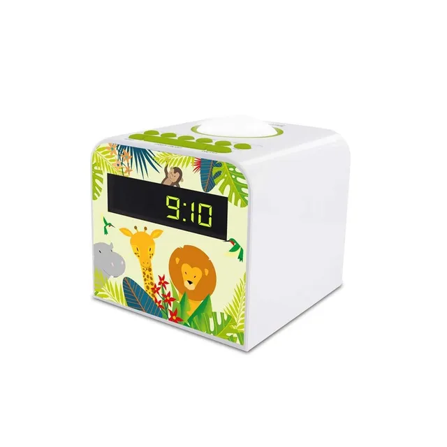 metronic-477044-radio-r-veil-veilleuse-enfant-jungle-vert-et-blanc image 1