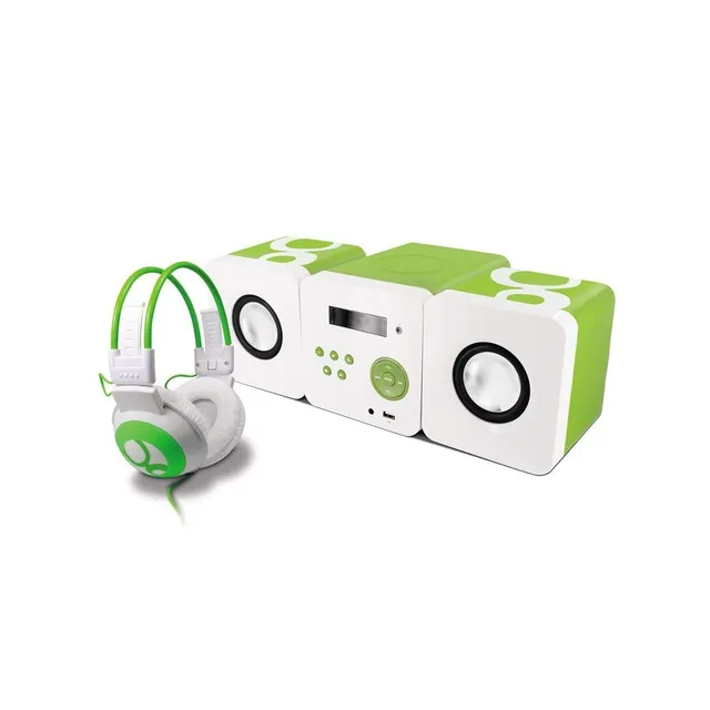 metronic-477299-gulli-micro-cha-ne-radio-cd-usb-enfant-vert-et-blanc-avec-casque image 1