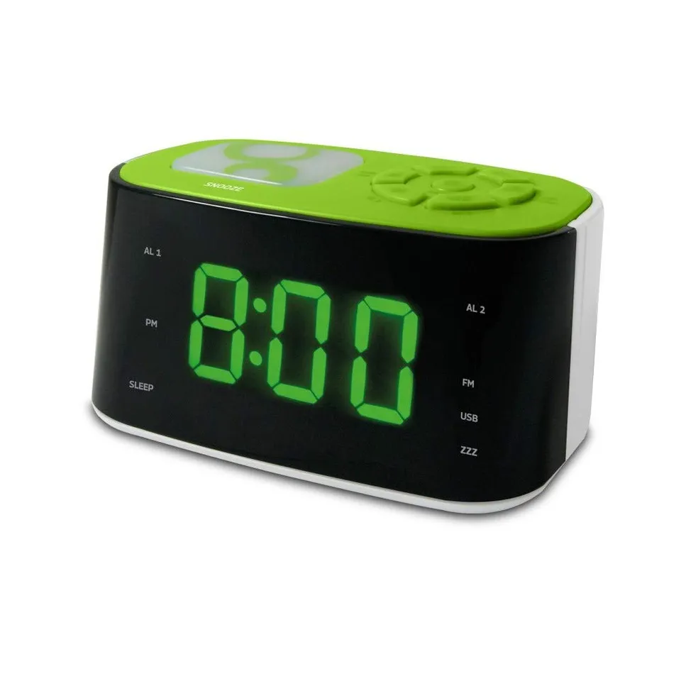 metronic-477027-gulli-radio-r-veil-veilleuse-enfant-port-usb-vert-blanc image 1