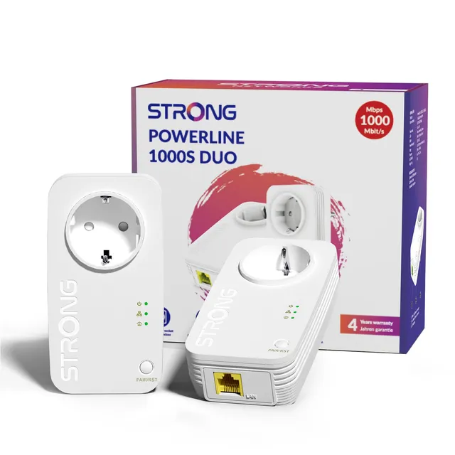 strong-pl1000s-kit-cpl-av1000-mbps-avec-prise-pass-through-et-ports-gigabit image 1
