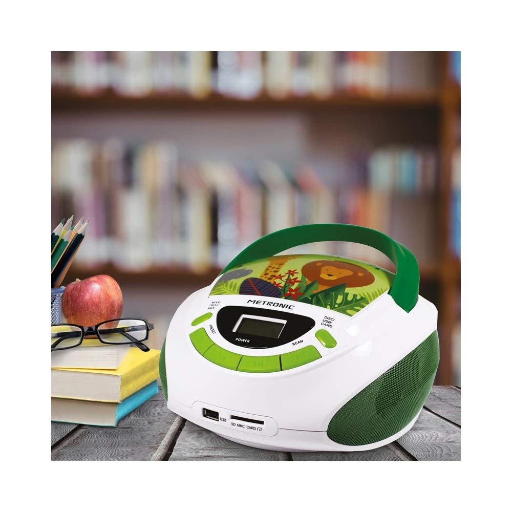metronic-477296-ensemble-jungle-radio-cd-usb-radio-r-veil-veilleuse-vert-blanc image 3