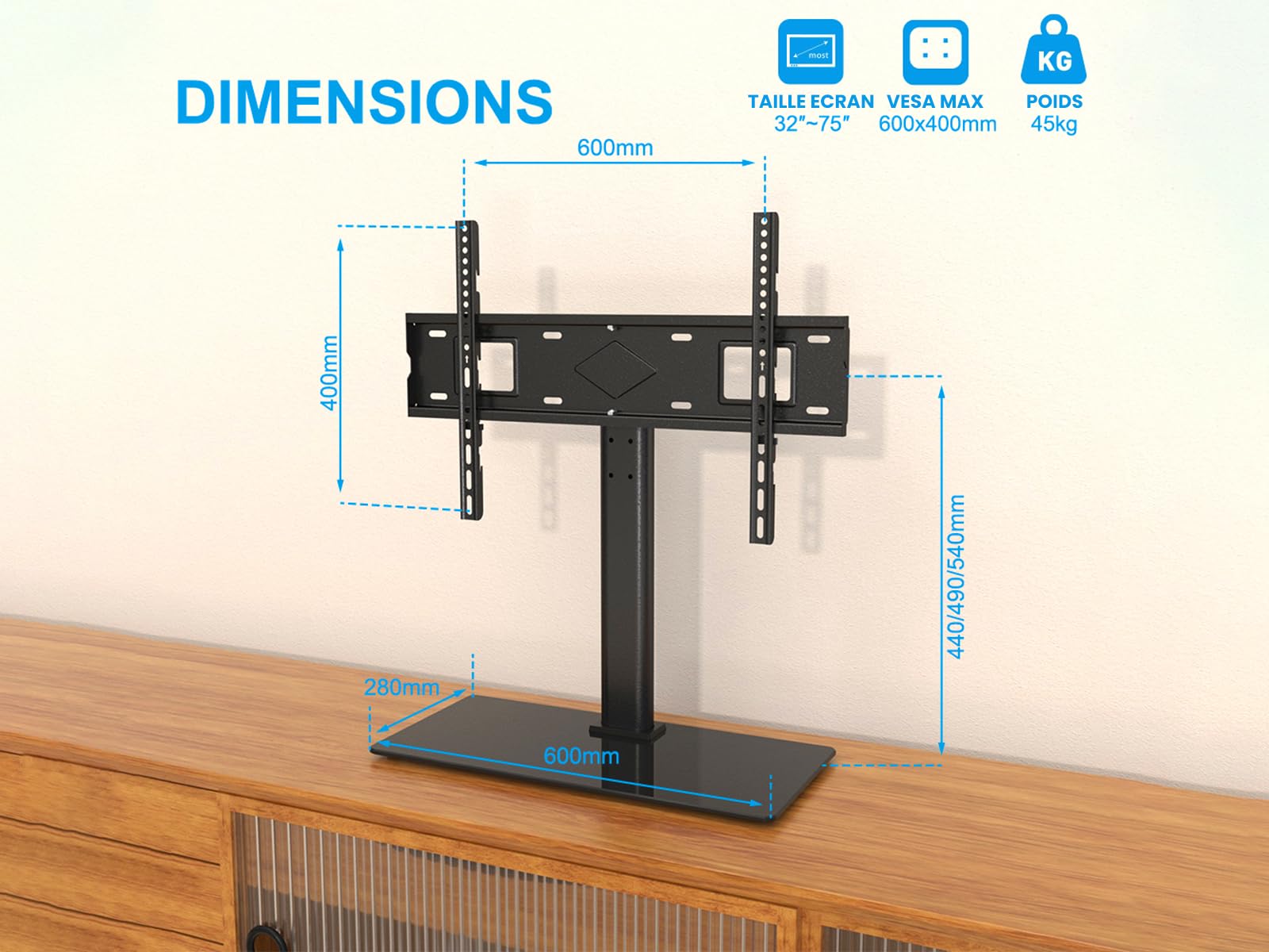 cgv-su-p75xl-support-sur-pied-universel-pour-tv-32-75-pivotant image 2