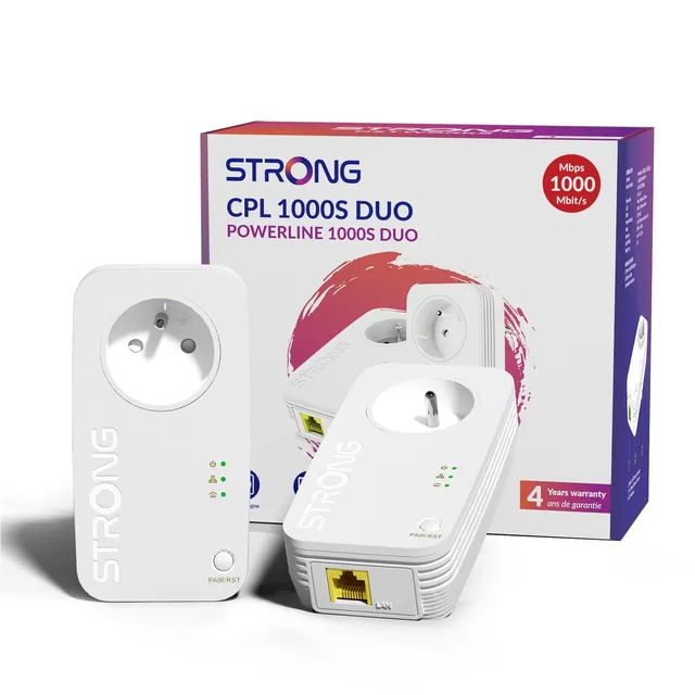 strong-cpl-av1000-mbps-prise-int-gr-e-port-gigabit-kit-de-2-adaptateurs-cpl image 1