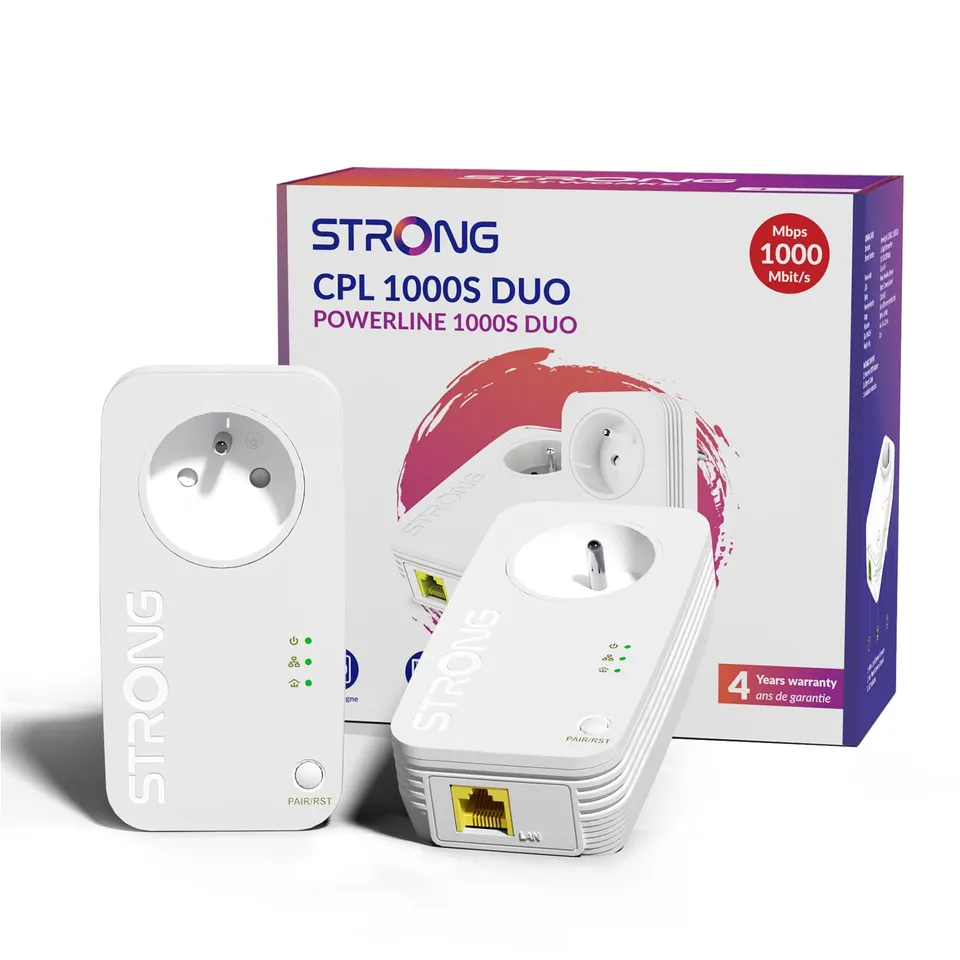 strong-cpl-av1000-mbps-prise-int-gr-e-port-gigabit-kit-de-2-adaptateurs-cpl image 1