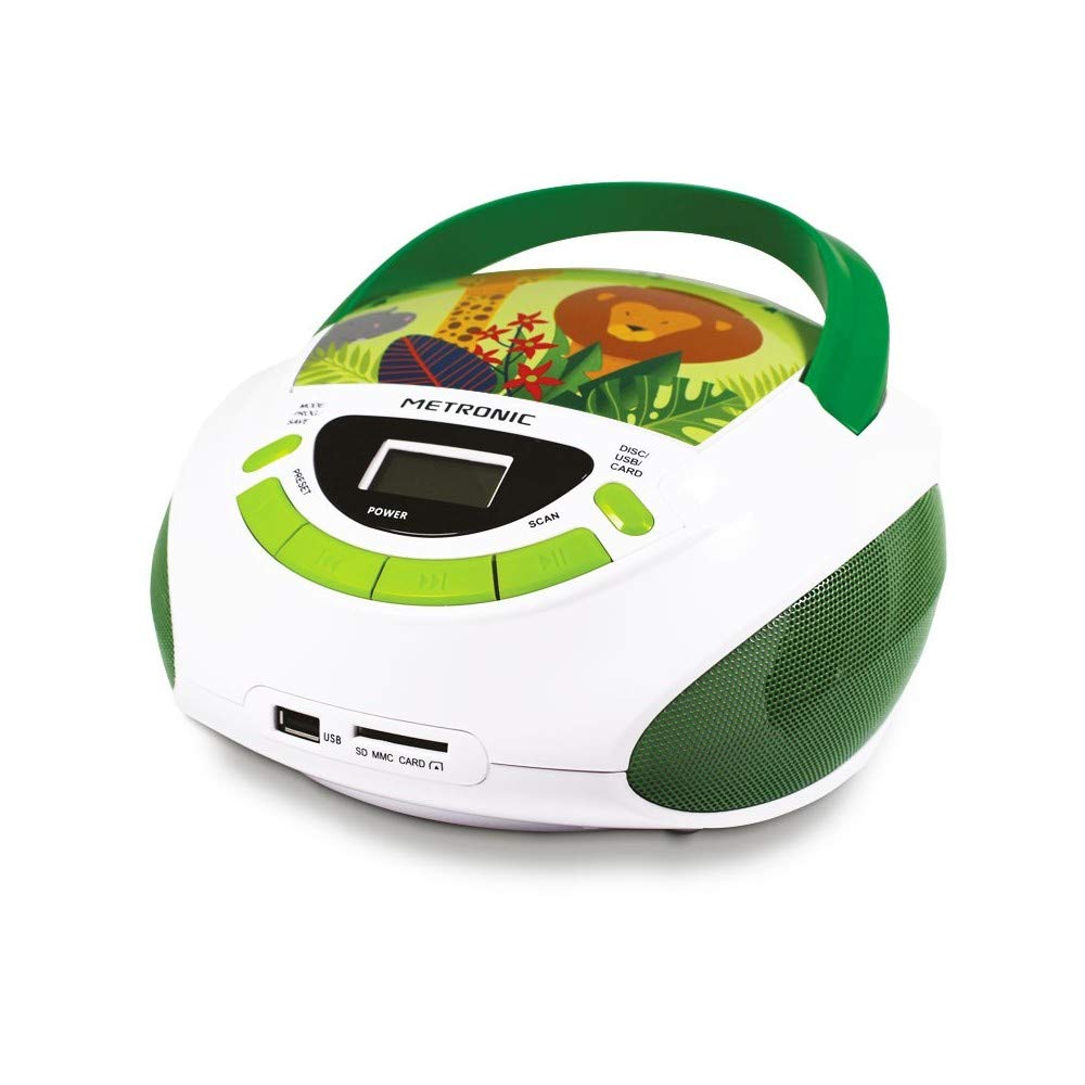 metronic-477296-ensemble-jungle-radio-cd-usb-radio-r-veil-veilleuse-vert-blanc image 2