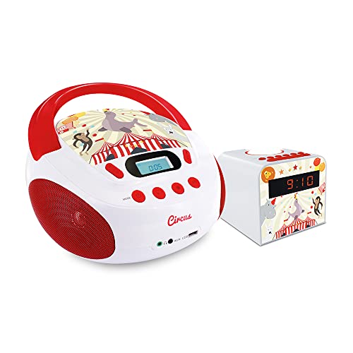 metronic-477297-ensemble-circus-lecteur-cd-et-radio-r-veil-veilleuse-rouge-et-bl image 7
