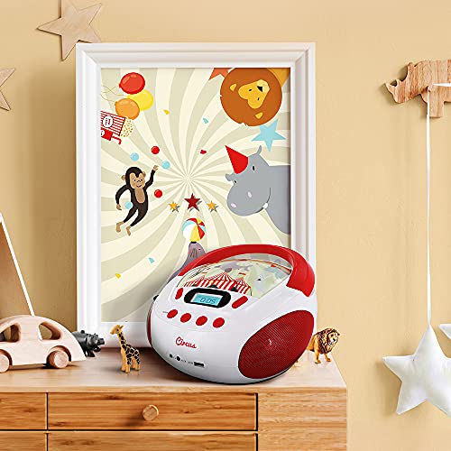 metronic-477297-ensemble-circus-lecteur-cd-et-radio-r-veil-veilleuse-rouge-et-bl image 8