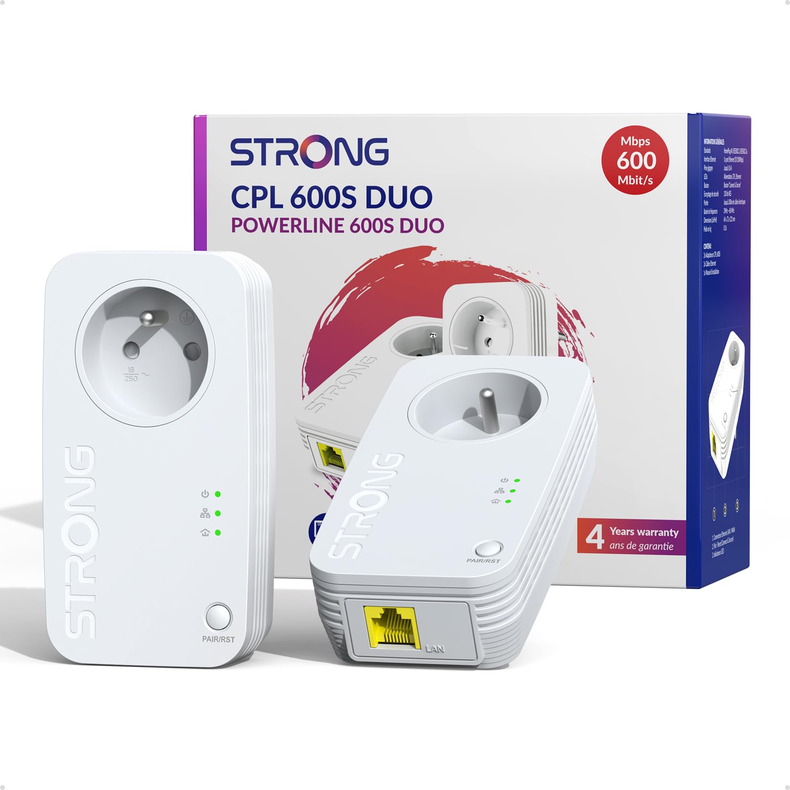 strong-cpl-av600-prise-int-gr-e-port-ethernet-100-mbps-kit-de-2-adaptateurs-cpl image 1