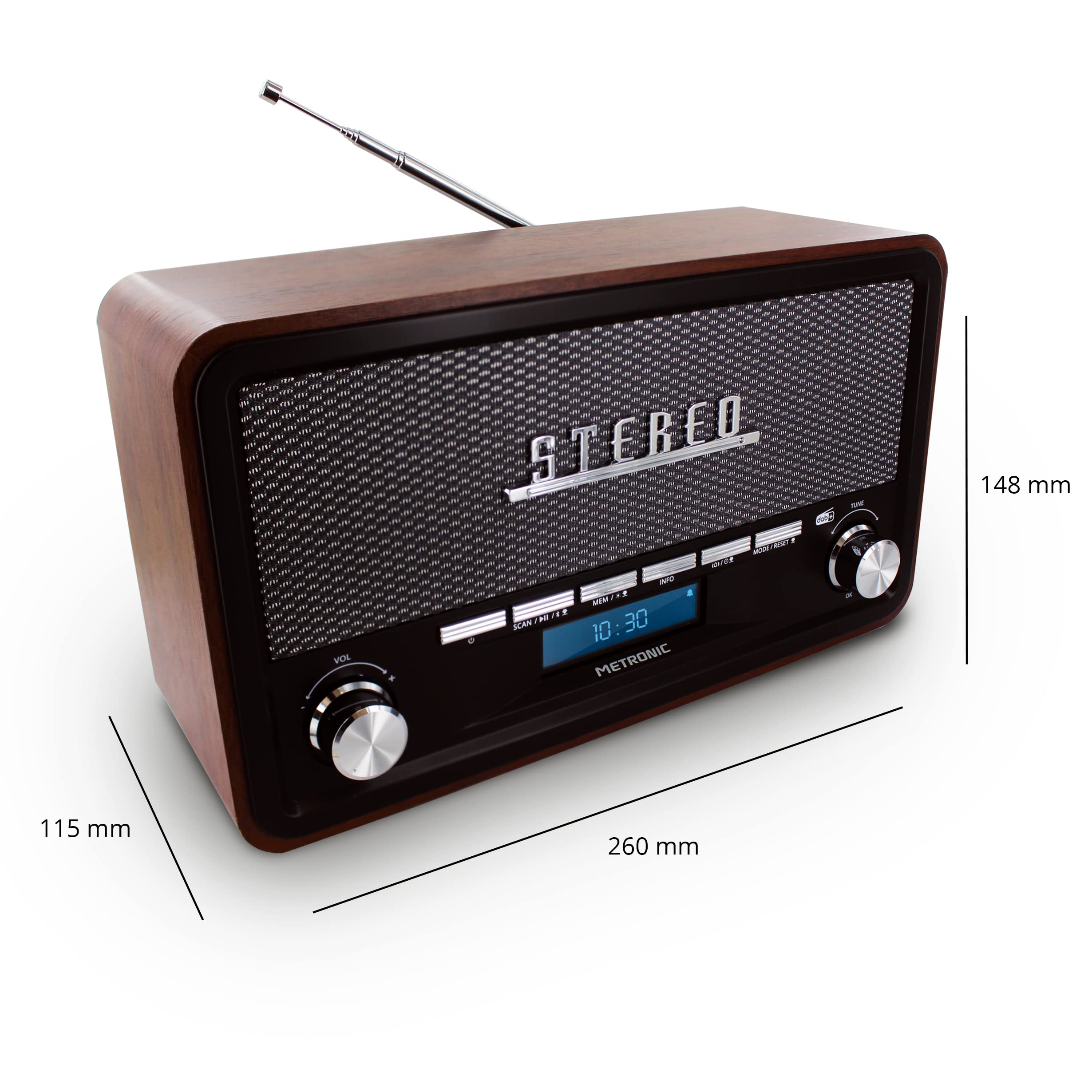 metronic-477230-radio-vintage-bluetooth-dab-fm-rds-double-alarme-dimmer image 4