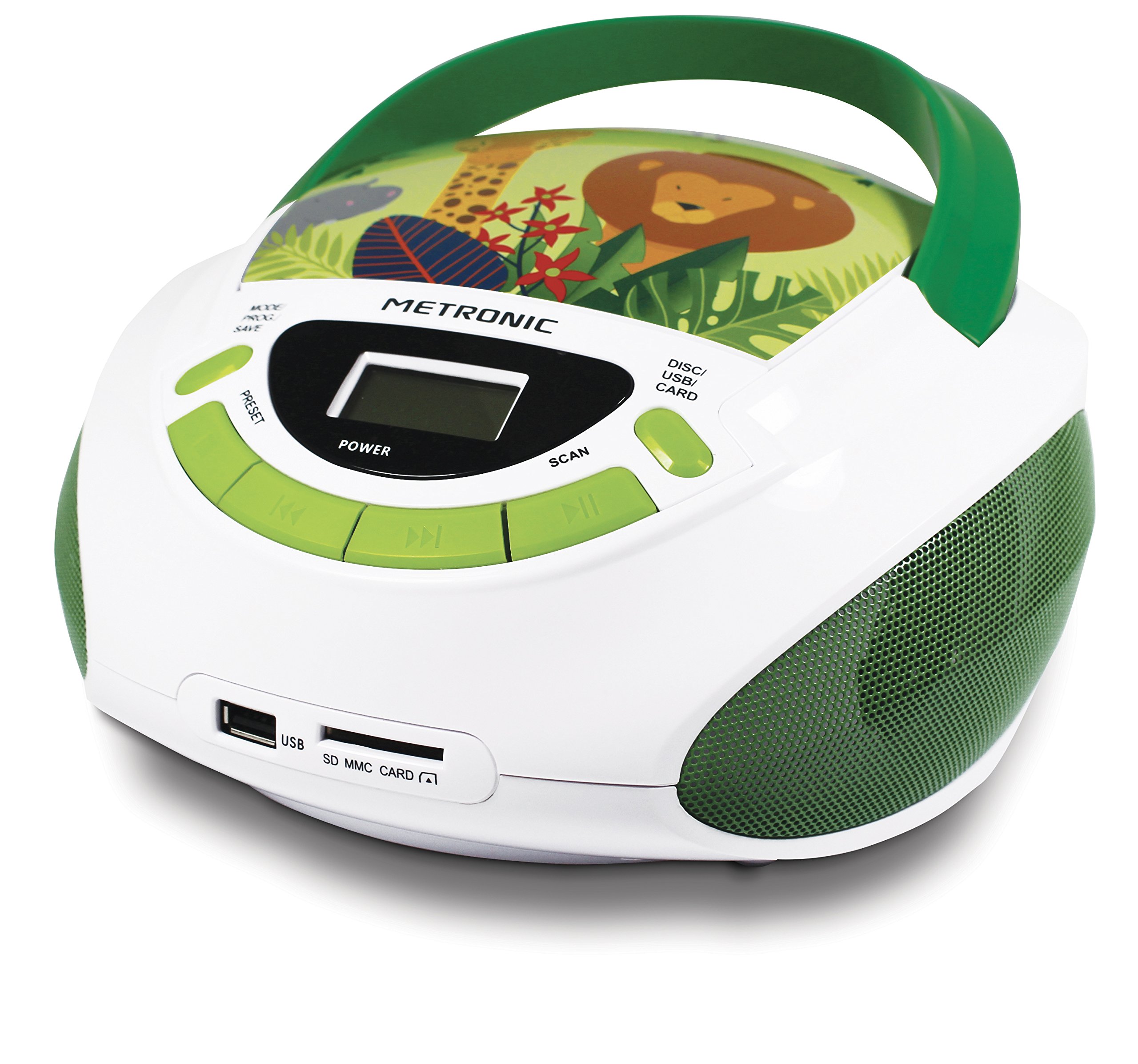 metronic-477296-ensemble-jungle-radio-cd-usb-radio-r-veil-veilleuse-vert-blanc image 8